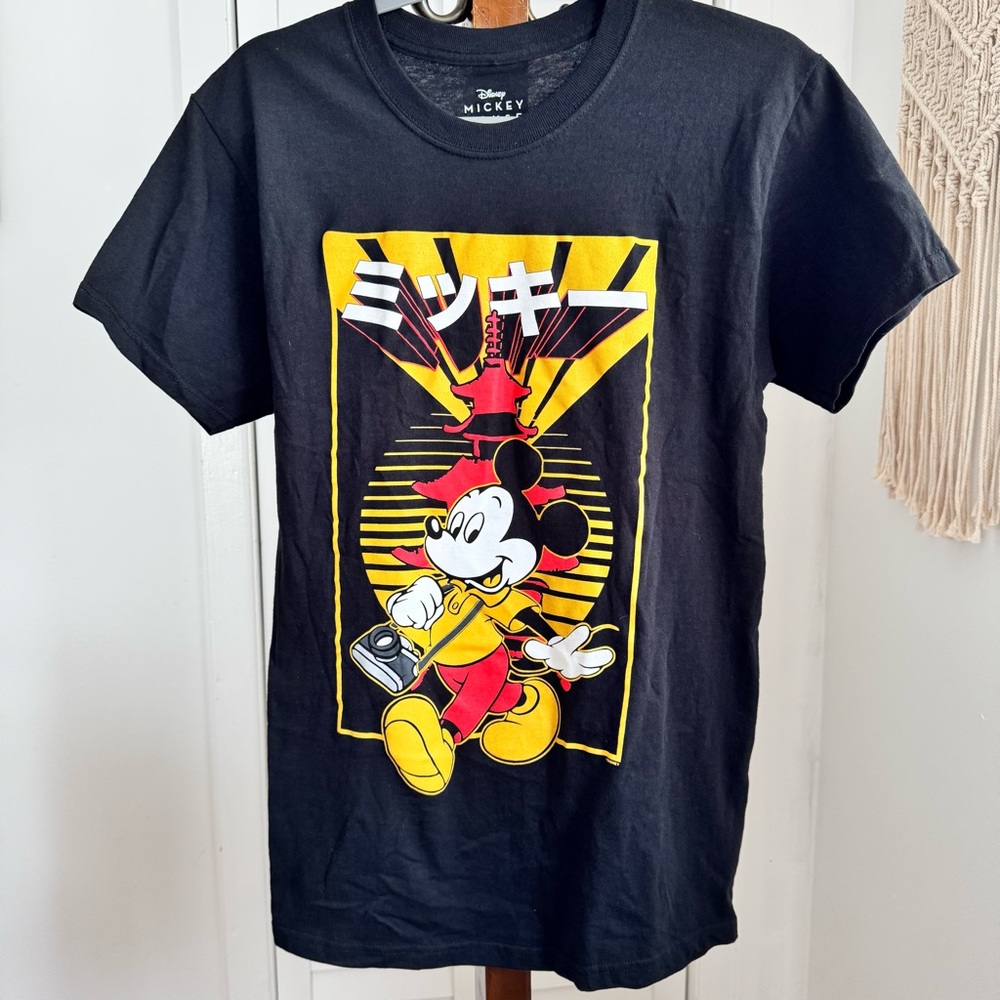 Disney Mickey Mouse Black Japanese Graphic Tee Small